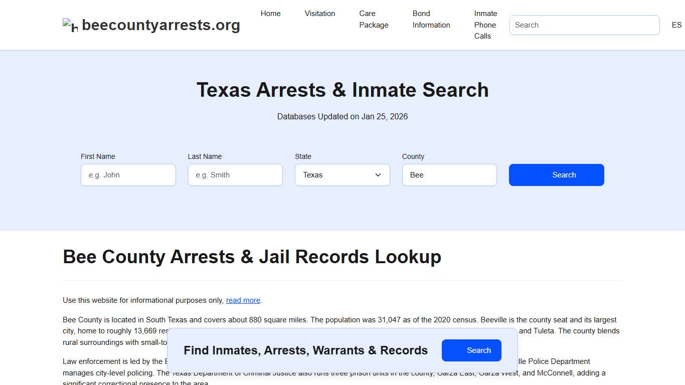 Bee County, TX Arrests, Warrants, Police Records Search